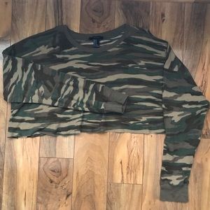 Camouflage Long Sleeve Crop Top